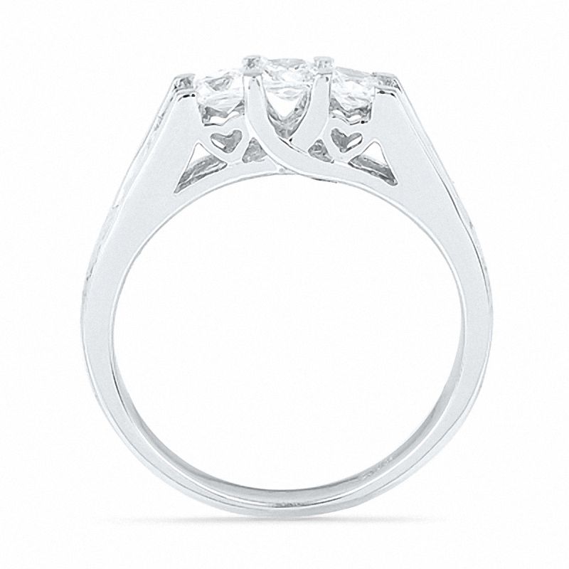 0.50 CT. T.W. Princess-Cut Diamond Three Stone Engagement Ring in 10K White Gold