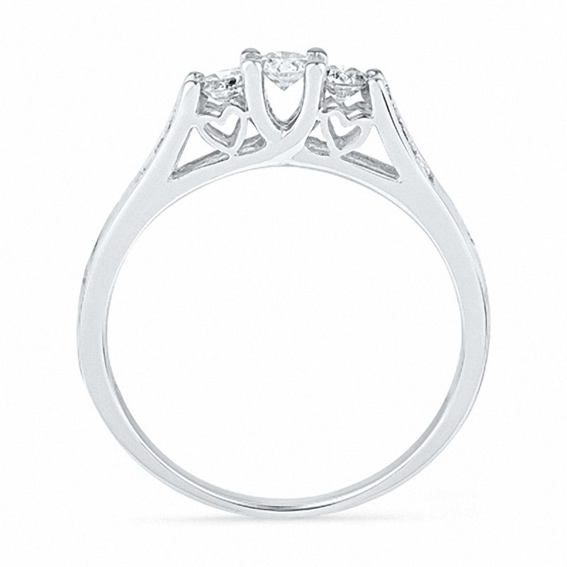 Main Image 2 of 0.50 CT. T.W. Diamond Three Stone Engagement Ring in 10K White Gold