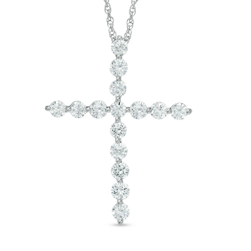 1.00 CT. T.W. Diamond Cross Pendant in 10K White Gold|Peoples Jewellers