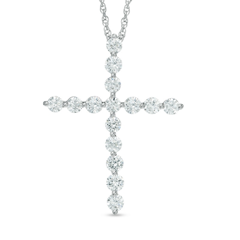 1.00 CT. T.W. Diamond Cross Pendant in 10K White Gold