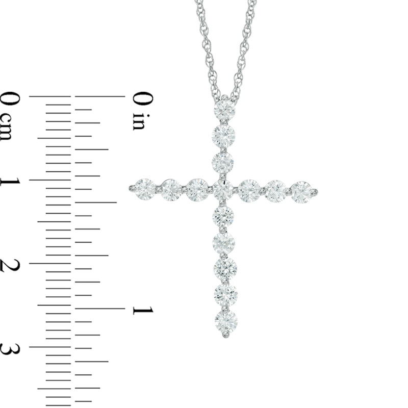Main Image 2 of 1.00 CT. T.W. Diamond Cross Pendant in 10K White Gold
