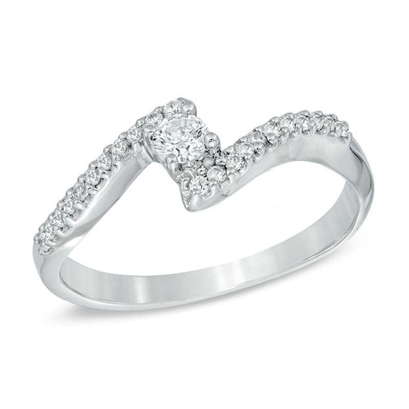 0.25 CT. T.W. Diamond Promise Bypass Promise Ring in 10K White Gold