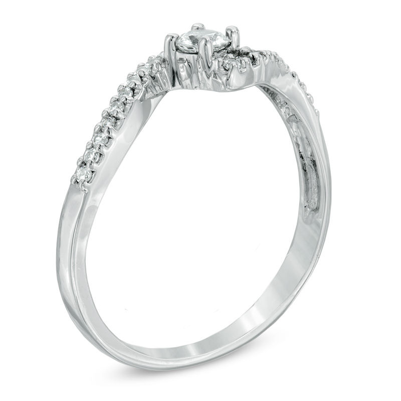 0.25 CT. T.W. Diamond Promise Bypass Promise Ring in 10K White Gold