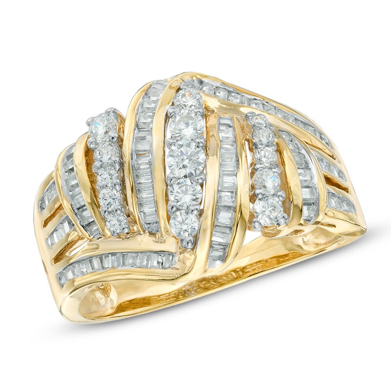 Main Image 1 of 0.75 CT. T.W. Diamond Twisted Knot Ring in 10K Gold
