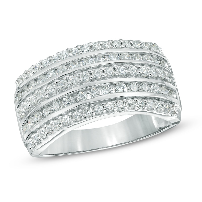 Main Image 1 of 1.00 CT. T.W. Diamond Multi-Row Anniversary Band in 10K White Gold