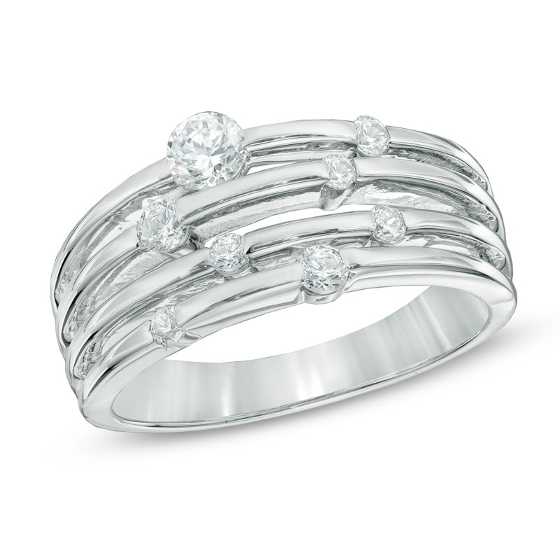 0.50 CT. T.W. Diamond Layered Orbit Ring in 10K White Gold