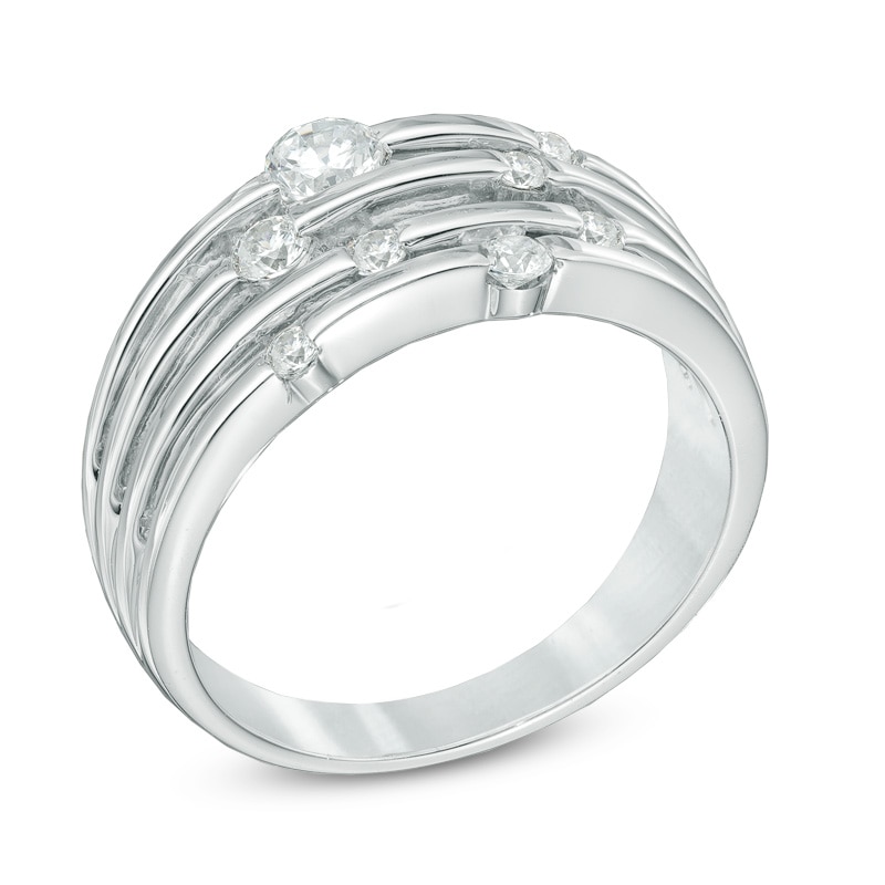 Main Image 2 of 0.50 CT. T.W. Diamond Layered Orbit Ring in 10K White Gold