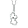 Thumbnail Image 1 of 0.10 CT. T.W. Diamond Interlocked Hearts Pendant in Sterling Silver