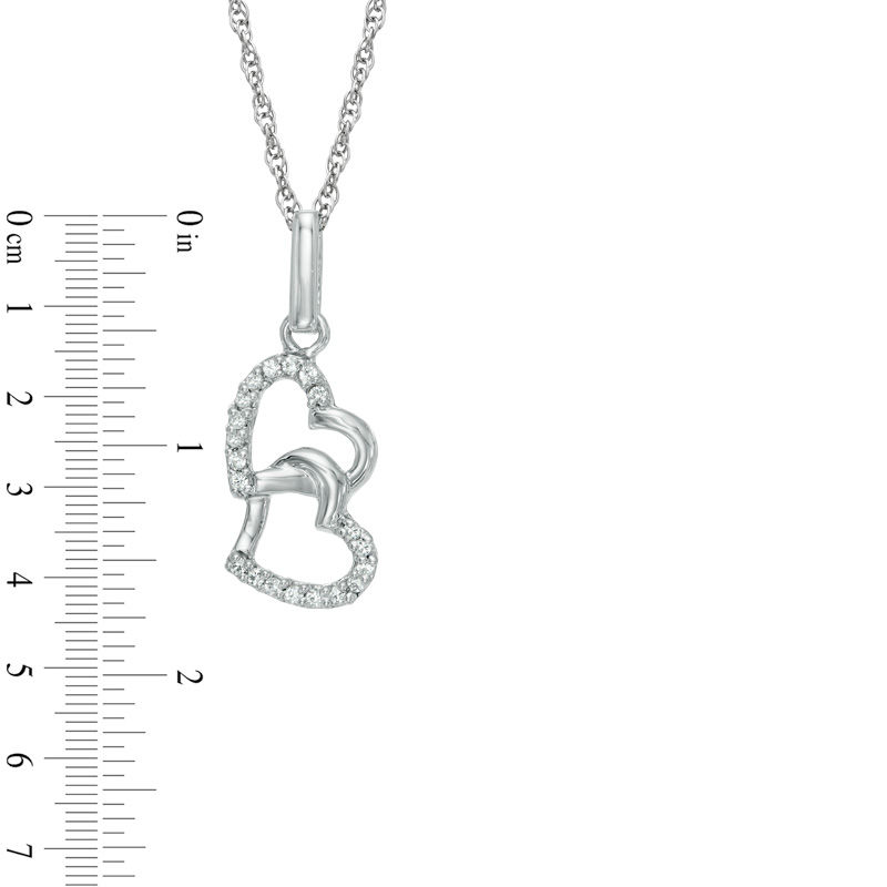 Main Image 2 of 0.10 CT. T.W. Diamond Interlocked Hearts Pendant in Sterling Silver