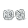 Thumbnail Image 0 of 0.20 CT. T.W. Diamond Cluster Cushion-Style Frame Stud Earrings in Sterling Silver