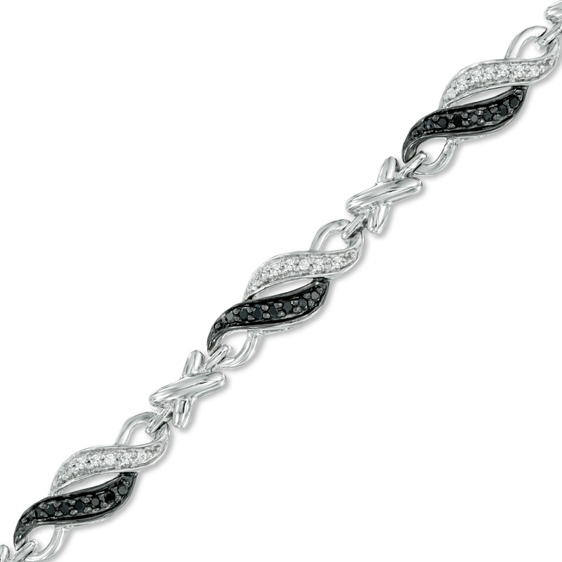 0.50 CT. T.W. Enhanced Black and White Diamond Double Row Infinity Bracelet in Sterling Silver|Peoples Jewellers