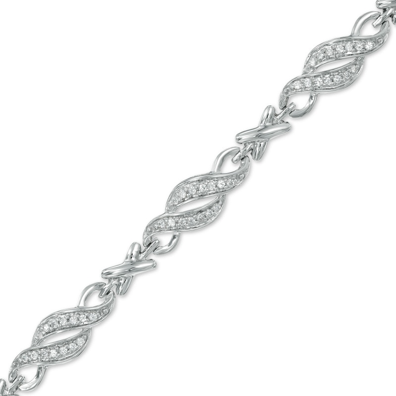 0.50 CT. T.W. Diamond Double Row Infinity Bracelet in Sterling Silver|Peoples Jewellers