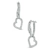 Thumbnail Image 1 of 0.25 CT. T.W. Diamond Heart Dangle Hoop Earrings in Sterling Silver