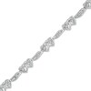 Thumbnail Image 1 of 0.16 CT. T.W. Diamond Interlocked Hearts Station Bracelet in Sterling Silver
