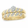 Thumbnail Image 1 of 0.16 CT. T.W. Diamond Flower Cluster Bridal Set in 10K Gold