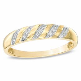 0.10 CT. T.W. Diamond Slant Wedding Band in 10K Gold