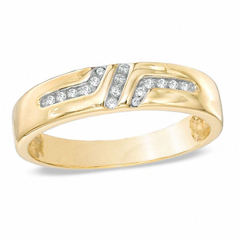 Men's 0.12 CT. T.W. Diamond Wedding Band in 10K Gold|Peoples Jewellers