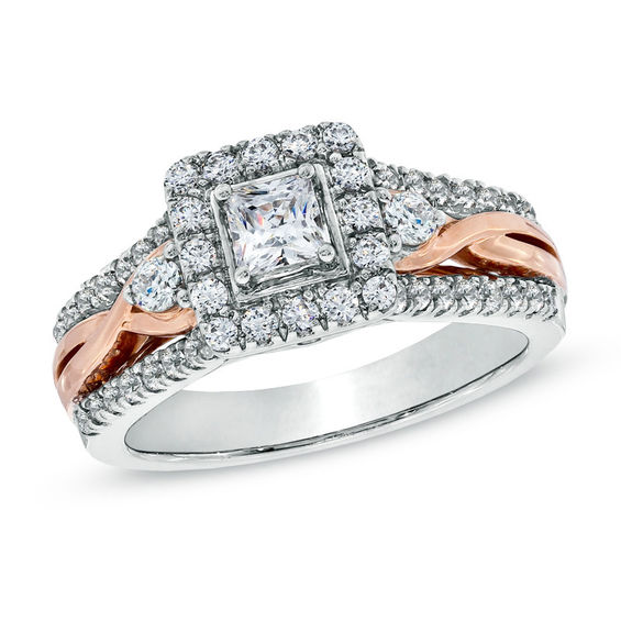 Peoples Jewellers Celebration Canadian Ideal 1.00 CT. T.W. Princess Cut Certified Diamond Frame Engagement Ring in 14K White Gold I I1 Upper Canada Mall