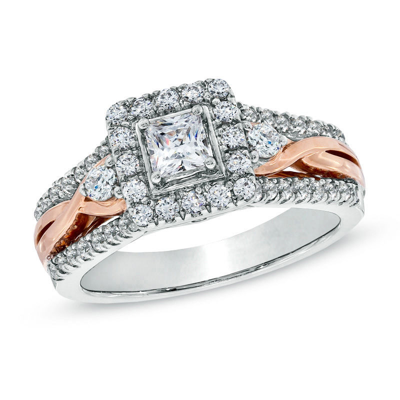 Celebration Canadian Ideal 1.00 CT. T.W. Princess-Cut Diamond Frame Engagement Ring in 14K White Gold (I/I1)