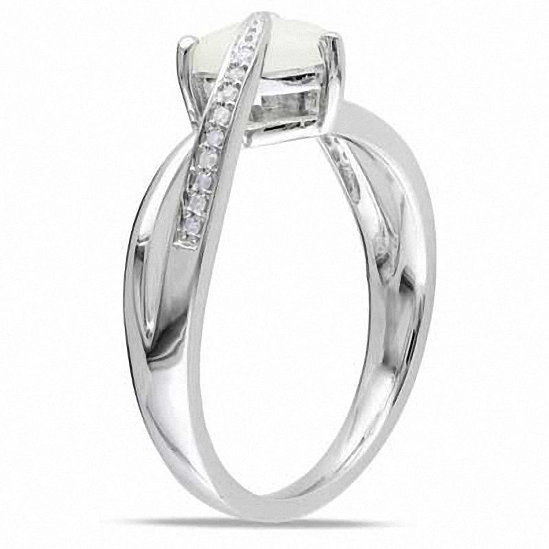 7.0mm Heart-Shaped Opal and Diamond Accent Ring Sterling Silver
