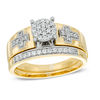 Thumbnail Image 0 of 0.25 CT. T.W. Diamond Cross Bridal Set in 10K Gold