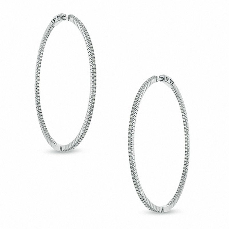1.00 CT. T.W. Diamond Inside-Out Hoop Earrings in Sterling Silver