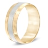 Thumbnail Image 1 of Men's 8.0mm Satin Centre Comfort Fit Wedding Band in 10K Two-Tone Gold