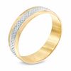 Men's 6.0mm Criss-Cross Comfort Fit Wedding Band in 10K Two-Tone Gold