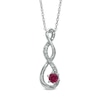Thumbnail Image 0 of 4.5mm Lab-Created Ruby and Diamond Accent Twist Pendant in Sterling Silver