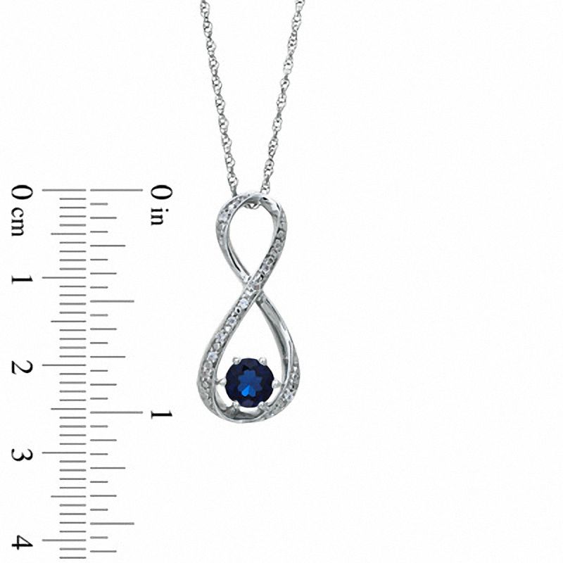 5.5mm Blue Lab-Created Sapphire and Diamond Accent Infinity Pendant in Sterling Silver