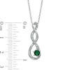 4.5mm Lab-Created Emerald and Diamond Accent Twist Pendant in Sterling Silver