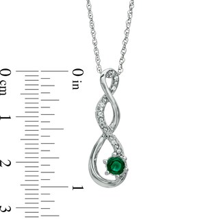 4.5mm Lab-Created Emerald and Diamond Accent Twist Pendant in Sterling Silver