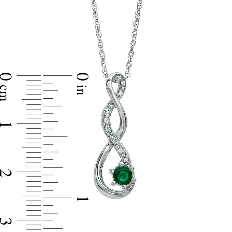 4.5mm Lab-Created Emerald and Diamond Accent Twist Pendant in Sterling Silver