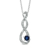 Thumbnail Image 0 of 4.5mm Blue Lab-Created Sapphire and Diamond Accent Twist Pendant in Sterling Silver