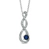 Thumbnail Image 0 of 4.5mm Blue Lab-Created Sapphire and Diamond Accent Twist Pendant in Sterling Silver