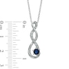Thumbnail Image 1 of 4.5mm Blue Lab-Created Sapphire and Diamond Accent Twist Pendant in Sterling Silver