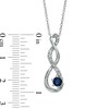 Thumbnail Image 1 of 4.5mm Blue Lab-Created Sapphire and Diamond Accent Twist Pendant in Sterling Silver