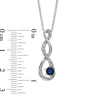 4.5mm Blue Lab-Created Sapphire and Diamond Accent Twist Pendant in Sterling Silver