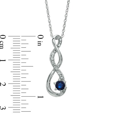 4.5mm Blue Lab-Created Sapphire and Diamond Accent Twist Pendant in Sterling Silver