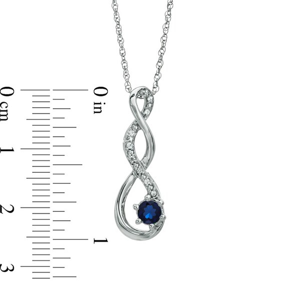 4.5mm Blue Lab-Created Sapphire and Diamond Accent Twist Pendant in Sterling Silver