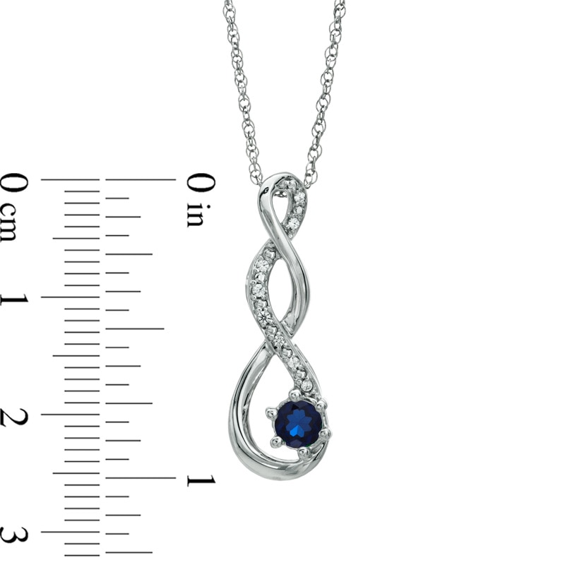 4.5mm Blue Lab-Created Sapphire and Diamond Accent Twist Pendant in Sterling Silver