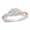 Thumbnail Image 0 of 0.50 CT. T.W. Princess-Cut Diamond Past Present Future® Slant Engagement Ring in 10K Two-Tone Gold