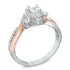 Thumbnail Image 1 of 0.50 CT. T.W. Princess-Cut Diamond Past Present Future® Slant Engagement Ring in 10K Two-Tone Gold