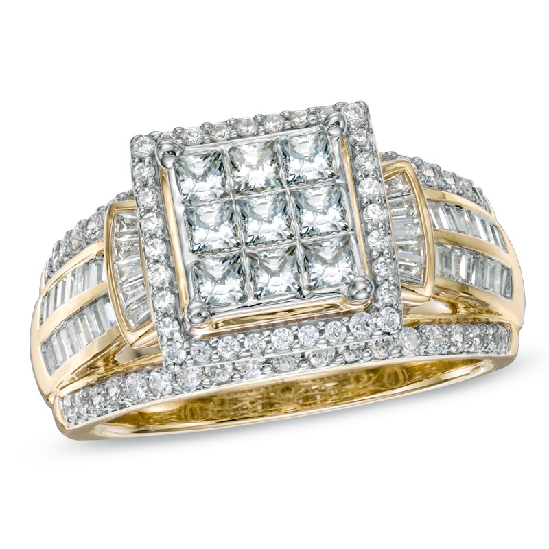 1.25 CT. T.W. Princess-Cut Composite Diamond Frame Engagement Ring in 10K Gold