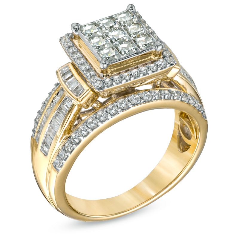 Main Image 2 of 1.25 CT. T.W. Princess-Cut Composite Diamond Frame Engagement Ring in 10K Gold