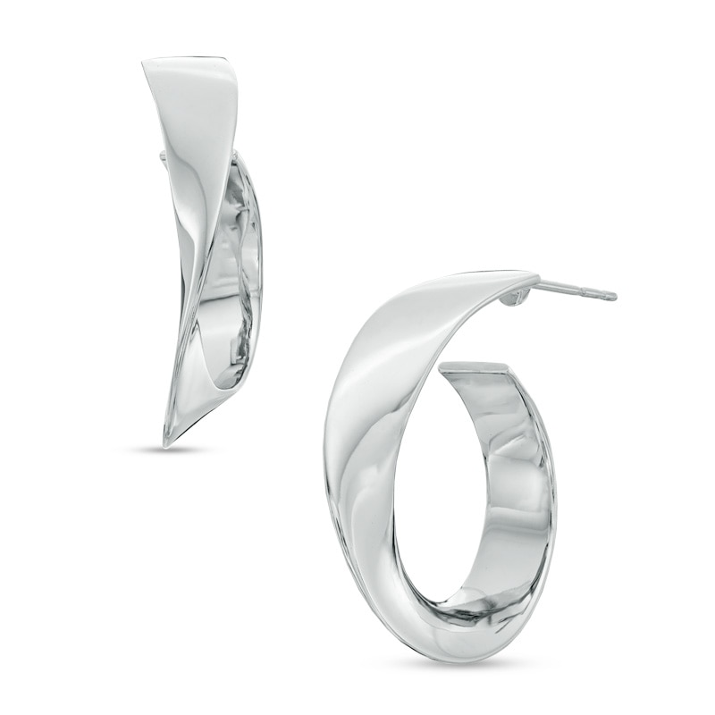 Abstract Twist Hoop Earrings in Sterling Silver|Peoples Jewellers