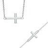 Thumbnail Image 0 of Sideways Cross Necklace and Bracelet Set in Sterling Silver