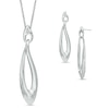 Thumbnail Image 1 of Twist Drop Earrings and Pendant Set in Sterling Silver