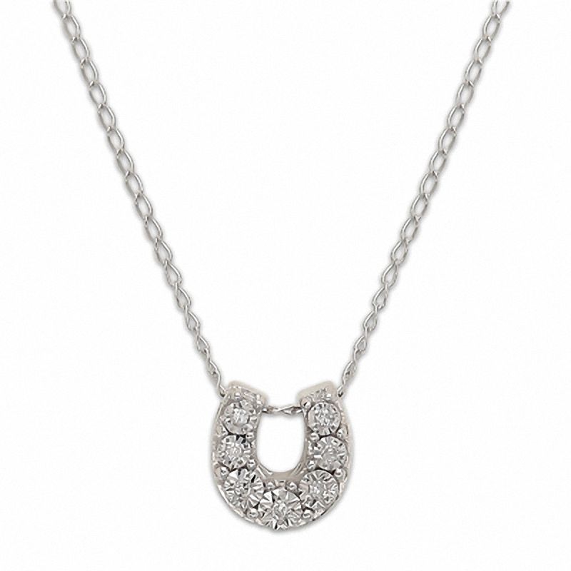 TEENYTINY™ Diamond Accent Horseshoe Pendant in Sterling Silver - 17"