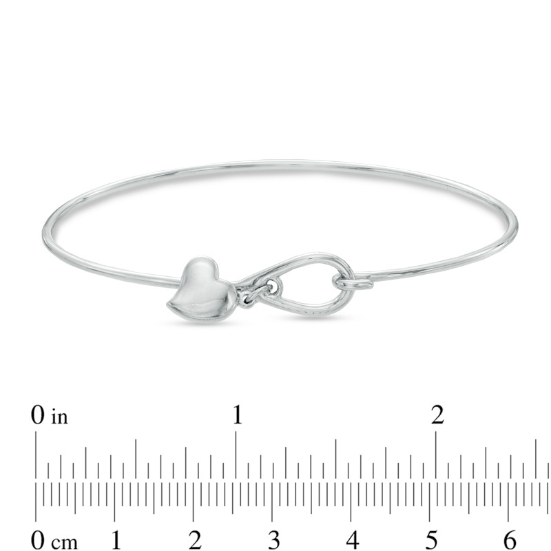 Sterling Silver Bangle with Heart Charm Dangle